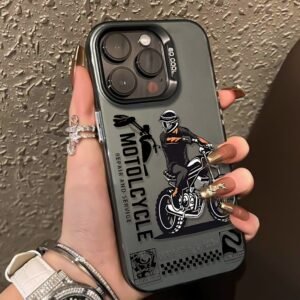 Colorful silver shell [retro motorcycle man] gray black