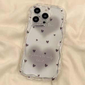 Cream Shell-Transparent-Spotted Black Love Heart