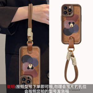 Sky eye sheepskin [three color mickey doll] brown + leather rope