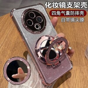 [pink] four corners anti-fall + lens film + glitter paper + glitter mirror holder