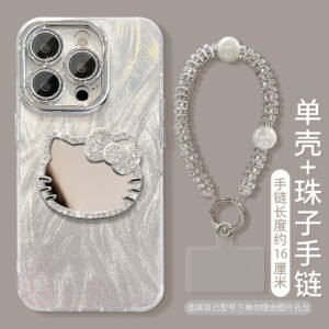 Fine hole feather yarn [cat head mirror] bracelet