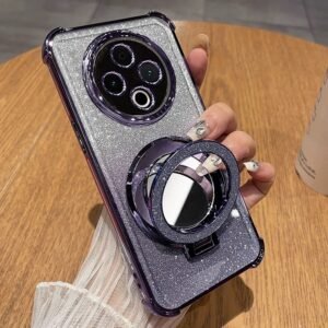 [purple] four corners anti-fall + lens film + glitter paper + glitter mirror holder