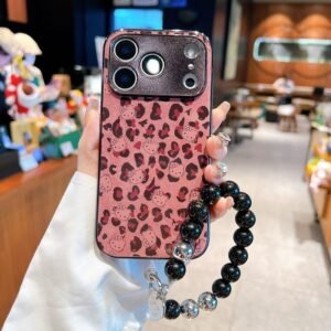 Electroplated glass [leopard print hello kitty] titanium gray + bracelet