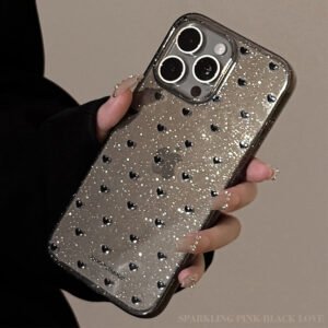 Translucent black fine glitter small black heart [varnish]