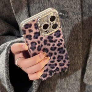 Silver purple and black spot leopard print