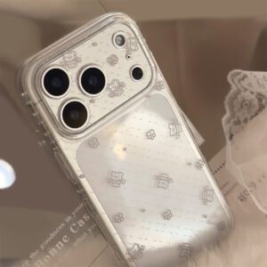 Transparent gray line milk cute bear