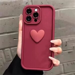 Burgundy emery three-dimensional love heart