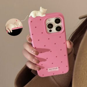 Rose pink pink label red wave + three-dimensional persian cat