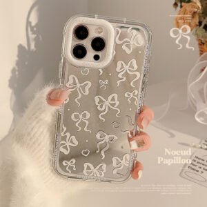 Mirror Beaded White Bow